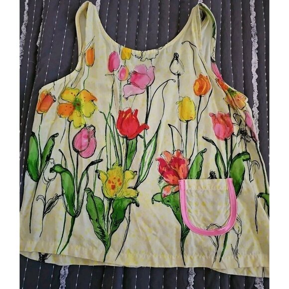 Weekend Clothes Line Womens Yellow Sleeveless Top Button Up Back Single Pocket M - Picture 1 of 9